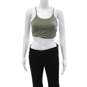 Adanola Women Cropped Camisole Green Round Neck Sleeveless Size S